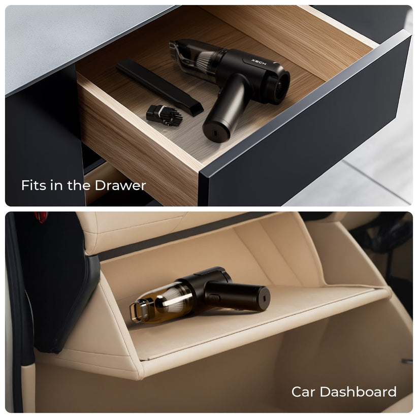 Xech | 9000Pa Turbo Suction Cleaner | Cordless & Compact Design | Dual Function for Car, Home, office  & More